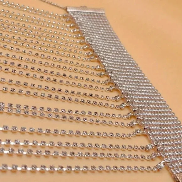 1pc Bling Glitter Rhinestone Anklet Silver Tassel Fashion Crystal Anklet - Picture 4 of 6